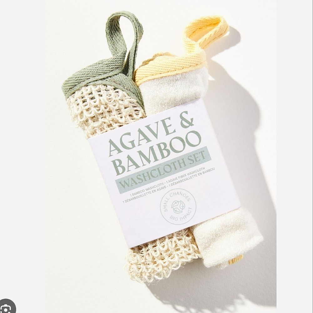 Anthropologie Agave & Bamboo Washcloth Set NEW